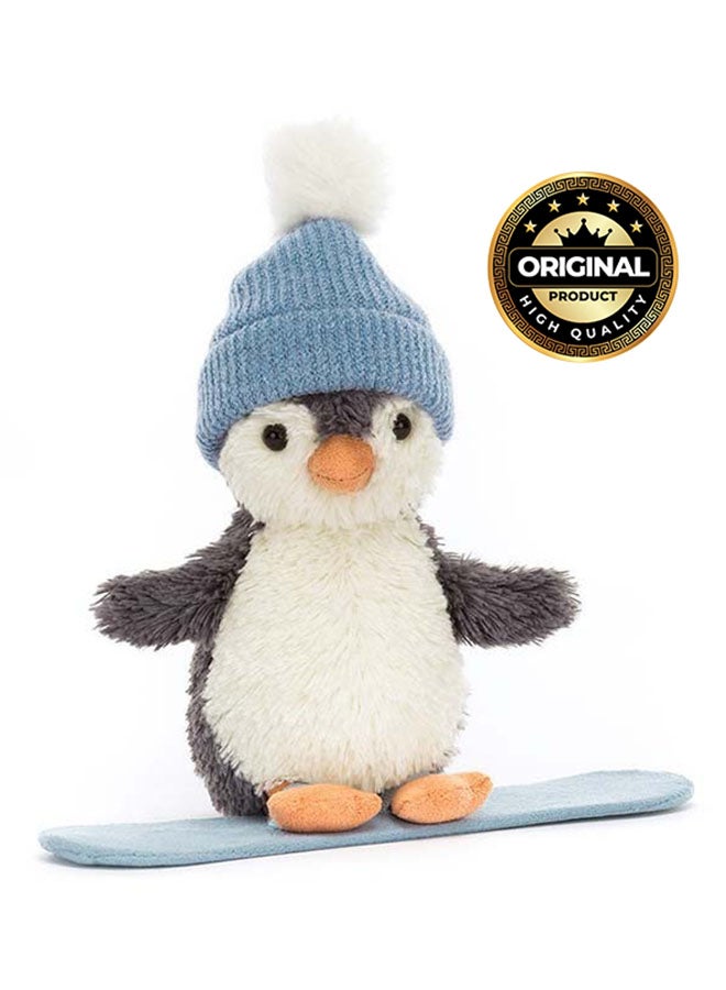 Jellycat بطريق الفول السوداني يتزلج على الجليد 18 سم - لعبة بطريق شتوية لطيفة بقبعة محبوكة ناعمة، ملحق لوح التزلج، دمية قابلة للجمع للأطفال، ديكور حضانة، ارتفاع الجلوس 11 سم - Image 1